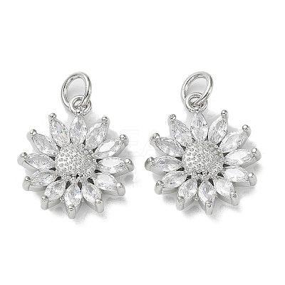 Rack Plating Brass Clear Cubic Zirconia Pendants KK-B078-01P-1