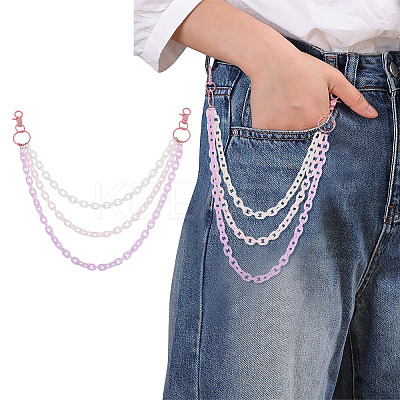 Macaron Color 3-Color Acrylic Cable Chain 3 Layer Chain Belts for Pants HJEW-TAC0118-1