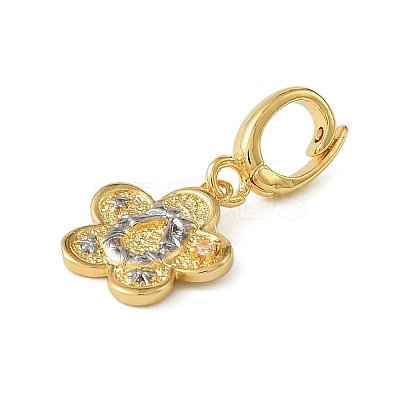 Christmas Brass Rhinestone Flower Pendant Decorations KK-H498-01G-05-1