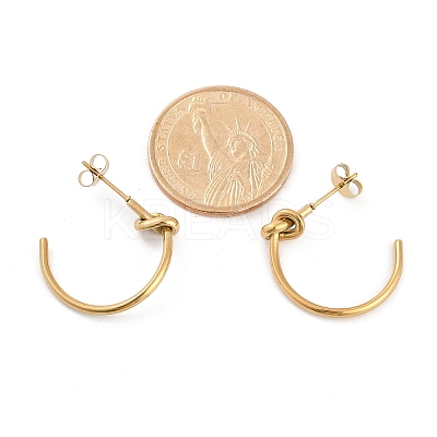 PVD Vacuum Plating 304 Stainless Steel knot Stud Earrings for Women EJEW-R002-02G-1