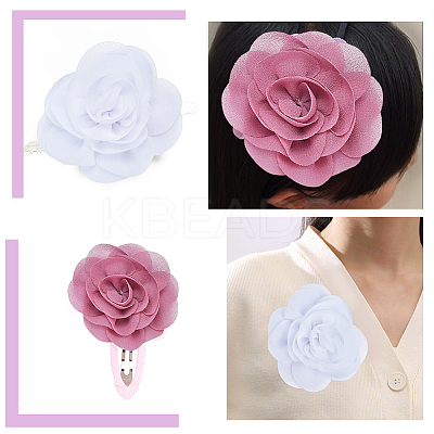 20Pcs 2 Colors Polyester Flower Ornament Accessories DIY-AR0004-39-1