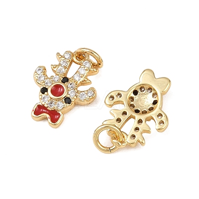 Christmas Brass Micro Pave Cubic Zirconia Enamel Charms KK-L255-19G-03-1