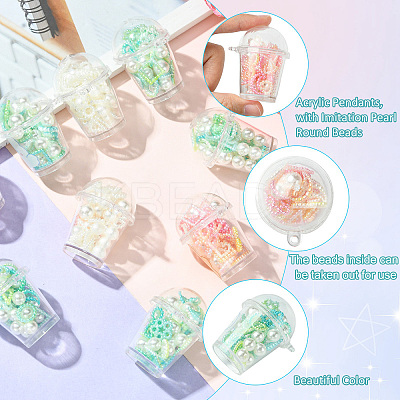 10Pcs Milk Tea Cup Theme Opaque Acrylic Pendants OACR-CJ0002-31-1