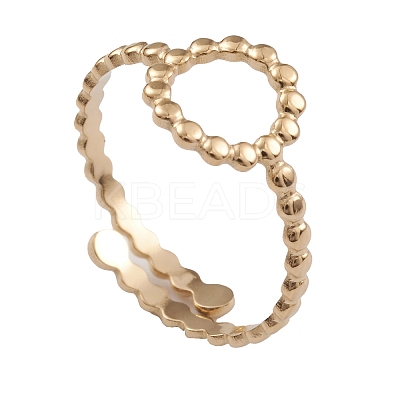Ion Plating(IP) 304 Stainless Steel Hollow Ring Cuff Rings for Women RJEW-G285-74G-1
