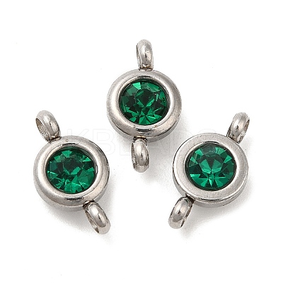 304 Stainless Steel Single Rhinestone Connector Charms STAS-E194-13P-07-1