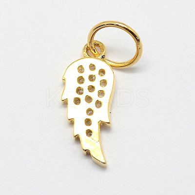 CZ Brass Micro Pave Cubic Zirconia Wing Charms ZIRC-L018-18G-1