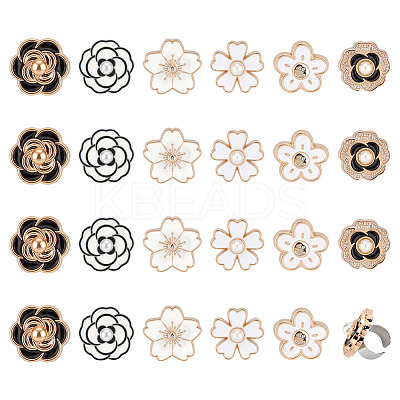 24Pcs 6 Styles Flower Resin Enamel Stethoscope Pendant Decorations HJEW-MA00020-1