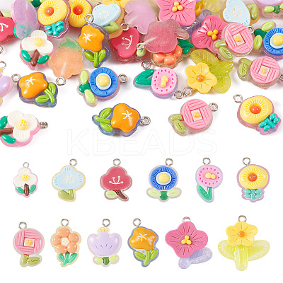 48Pcs 12 Styles Translucent Resin Pendants RESI-TA0001-93-1