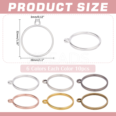 60Pcs 6 Colors Zinc Alloy Ring Tray Settings FIND-WR0012-06-1