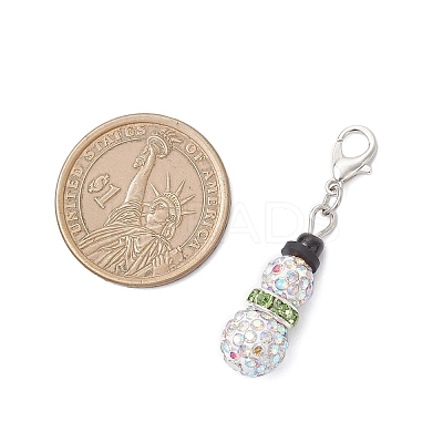 2Pcs Snowman Pave Disco Ball Beads & Brass Rhinestone Pendant Decorations HJEW-JM04452-1