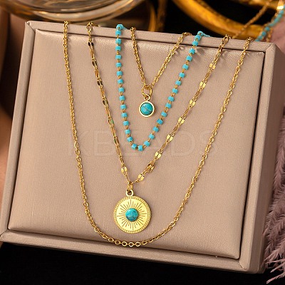 304 Stainless Steel Multi Layered Necklaces LS-NJEW-P302-05G-1