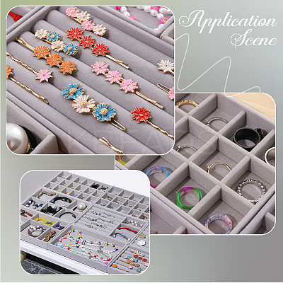 15 Grids Rectangle Wood Covered with Velvet Jewelry Trinket Display Trays AJEW-WH20054-062G-02-1