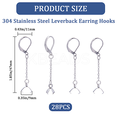 28Pcs 304 Stainless Steel Leverback Earring Findings STAS-CN0001-45-1