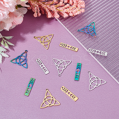 24Pcs 6 Style 304 Stainless Steel Pendants STAS-DC0010-55-1