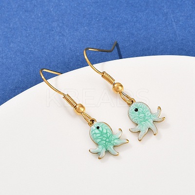 Ocean Series 304 Stainless Steel Enamel Dangle Earrings EJEW-K017-01D-G-1