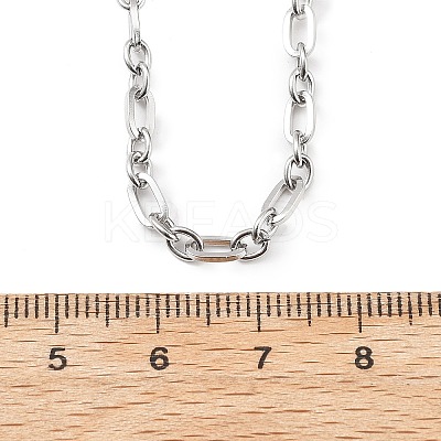 3.5MM 304 Stainless Steel Oval Link Chain Necklaces NJEW-T016-08P-1