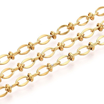 304 Stainless Steel Textured Oval Link Chains CHS-N005-06G-G-1