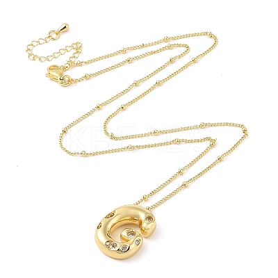 Brass Micro Pave Clear Cubic Zirconia Pendant Necklaces NJEW-Z038-01G-G-1