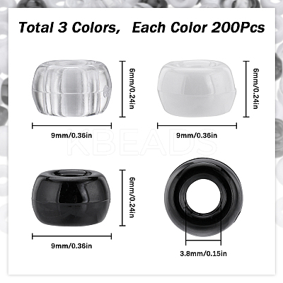 600Pcs 3 Colors Opaque Plastic Beads KY-SC0001-89-1