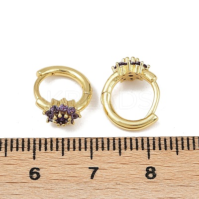 Brass Micro Pave Cubic Zirconia Hoop Earrings EJEW-S277-07G-1