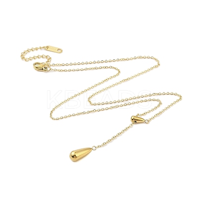 304 Stainless Steel Teardrop Pendant Necklaces NJEW-N055-17G-1