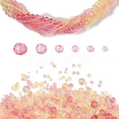 6 Styles Gradient Color Transparent Painted Glass Beads Strands DGLA-YW0001-28I-1
