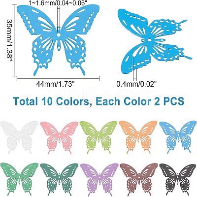20Pcs 10 Colors Spray Painted 430 Stainless Steel Filigree Joiners Links STAS-UN0030-96-1
