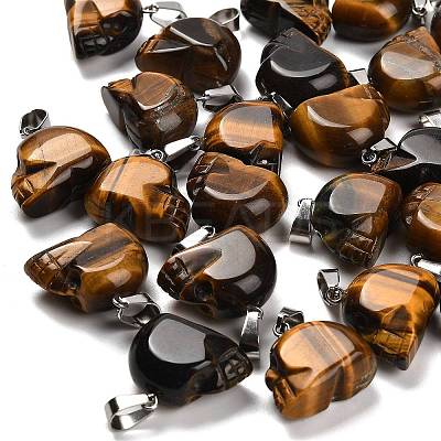 Natural Tiger Eye Pendants G-Z067-02P-13-1