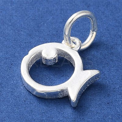 925 Sterling Silver Hollow Fish Charms with Jump Rings STER-E071-01S-09-1