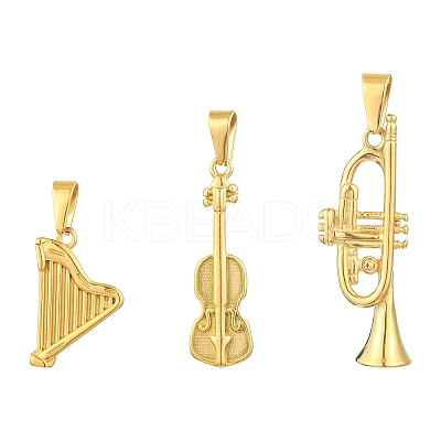 3Pcs 3 Styles 304 Stainless Steel Big Pendants STAS-CJ0002-73-1