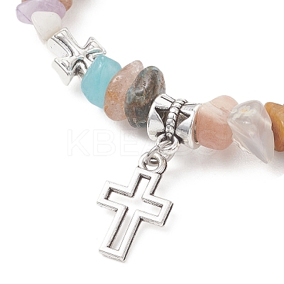 Alloy Cross Charm Bracelets BJEW-JB13307-1