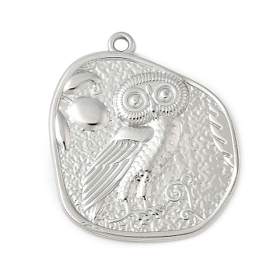 304 Stainless Steel Ancient Coin Owl Pendants STAS-S186-02P-1