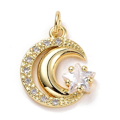 Brass Micro Pave Clear Cubic Zirconia Pendants ZIRC-E165-04G-1