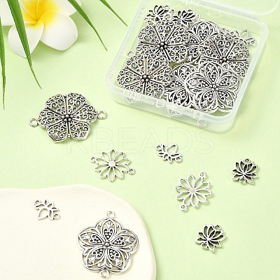 25Pcs 5 Styles Tibetan Style Alloy Connector Charms TIBE-YW0001-60-1