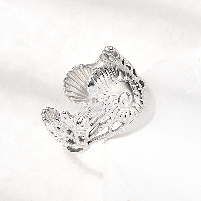 304 Stainless Steel Open Cuff Rings for Women RJEW-K313-15P-1
