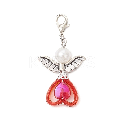 ABS Plastic Imitation Pearl & Transparent Acrylic Pendants Decorations HJEW-JM03603-02-1