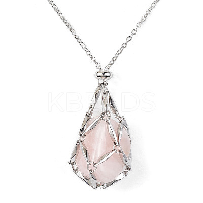 Tarnish Resistant 304 Stainless Steel Macrame Pouch Empty Stone Holder for Pendant Necklaces Making X-NJEW-JN04441-02-1