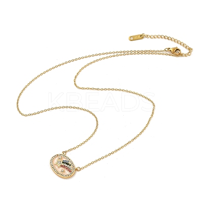 Brass Micro Pave Cubic Zirconia Star Oval Pendant Necklaces LS-NJEW-R018-04G-02-1