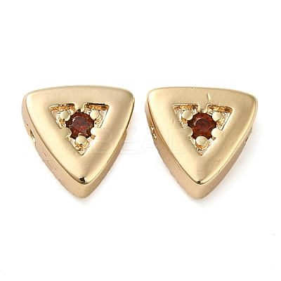 Real 18K Gold Plated Brass Micro Pave Cubic Zirconia Bead KK-H455-08G-02-1