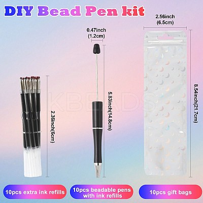 10Pcs ABS Plastic & Iron Ball-Point Pen AJEW-FS0001-41D-1