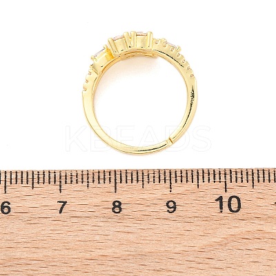 Brass Micro Pave Clear Cubic Zirconia Finger Rings for Women RJEW-U047-03G-1
