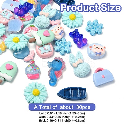 30Pcs 15 Styles Opaque and Transparent Resin Decoden Cabochons CRES-YW0002-19-1