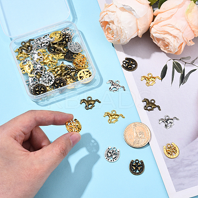 48Pcs 6 Styles Tibetan Style Alloy Pendants FIND-YW0007-25-1
