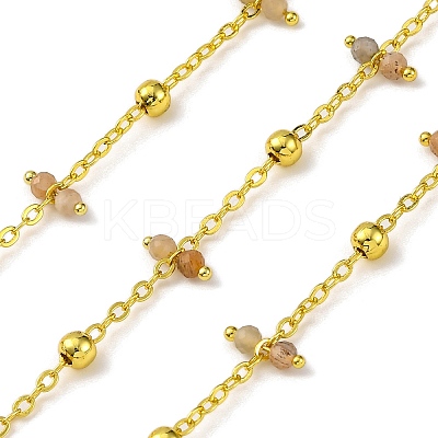 Handmade Faceted Natural Sunstone Beaded Chains CHC-L050-02G-05-1