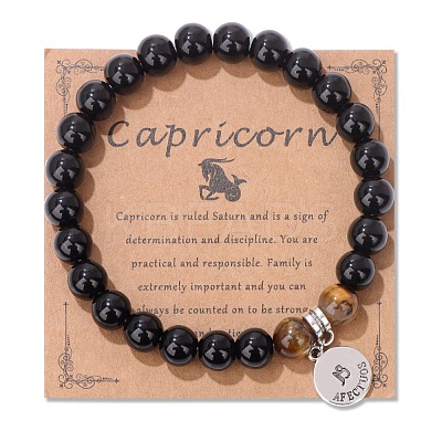 Natural Tiger Eye & Agate Beaded Stretch Bracelets PW-WG52B58-06-1