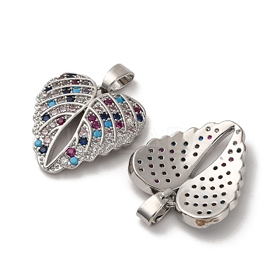 Brass Micro Pave Cubic Zirconia Pendants KK-F903-09P-1