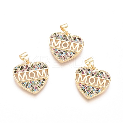 Brass Micro Pave Cubic Zirconia Pendants ZIRC-G152-20G-1