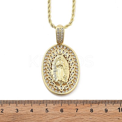 Brass Cubic Zirconia Pendant Necklaces for Women NJEW-U034-01B-G-1