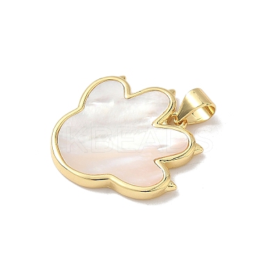 Brass Pave Natural Shell Pendants KK-L239-068G-1