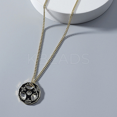 Fitness Barbell Alloy Black Enamel Pendant Necklaces for Men FS-WG955E3-02-1